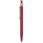 Branded Recycled Aluminium Soft Touch Click Pen with Bamboo Ring in Burgundy