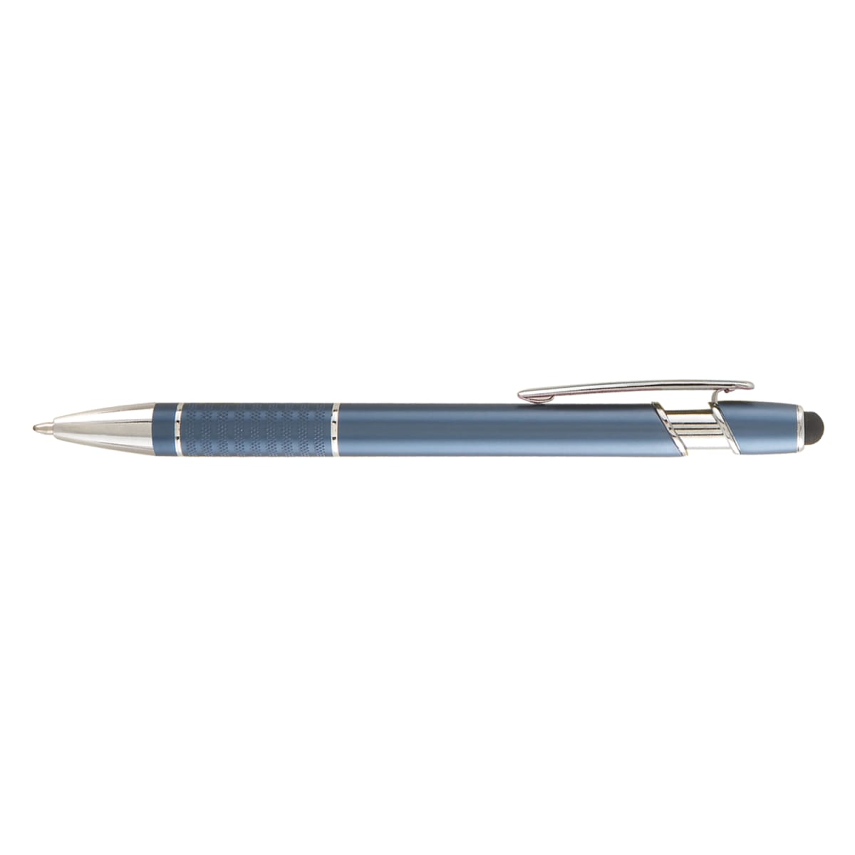 Branded Matte Metal Stylus Pen with Textured Grip in Blue