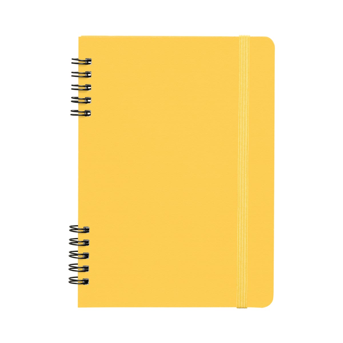 Branded A5 Spiral Notebook with Recycled Leather Cover in Yellow