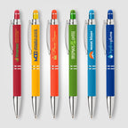 Branded Bright Soft-Touch Metal Click Pen with Stylus