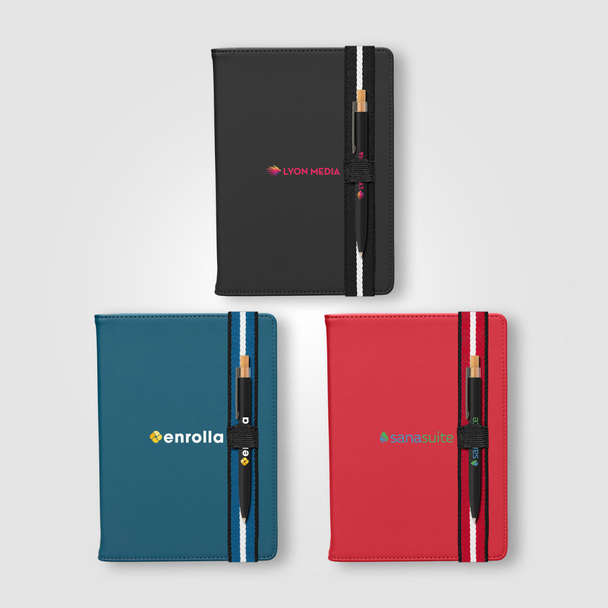 Branded Recycled Chevron Refillable A5 Journal and Pen Set