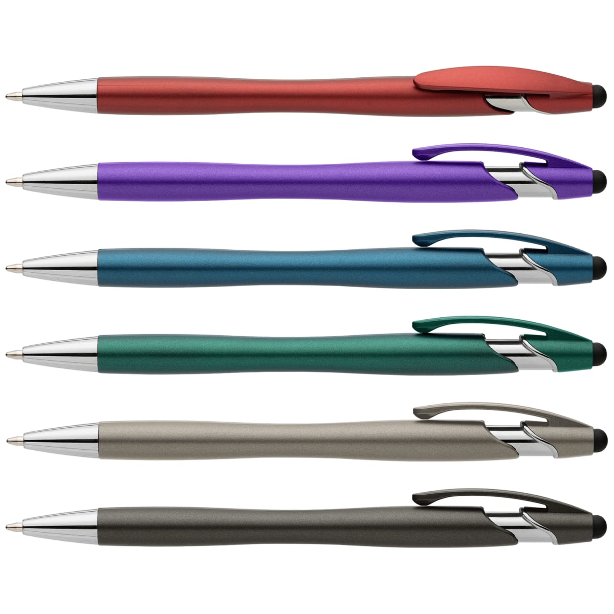 Branded Recycled Plastic Metallic Stylus Pen with Chrome Trim