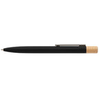 Branded Recycled Aluminium Twist Pen with Bamboo Top in Black
