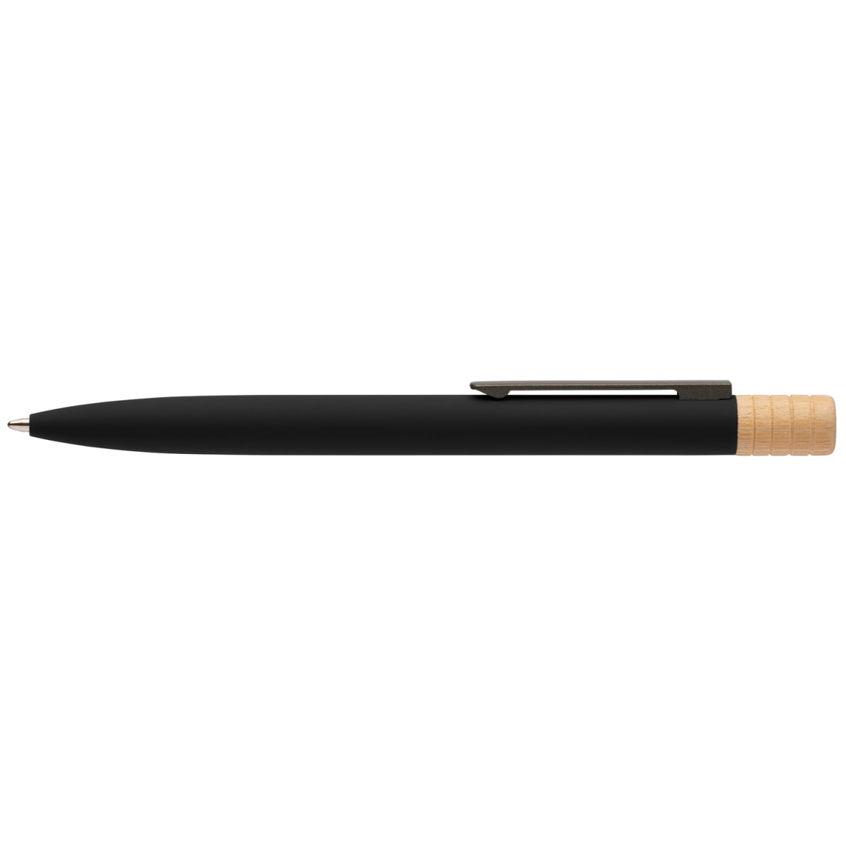 Branded Recycled Aluminium Twist Pen with Bamboo Top in Black