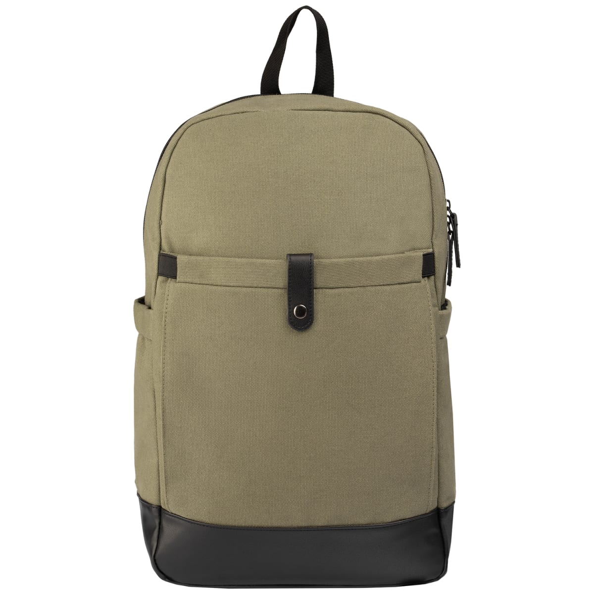 Branded Recycled Cotton Canvas Laptop Backpack in Dark Green