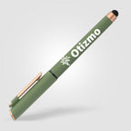Branded Recycled Plastic Gel Pen with Stylus and Bronze Trim