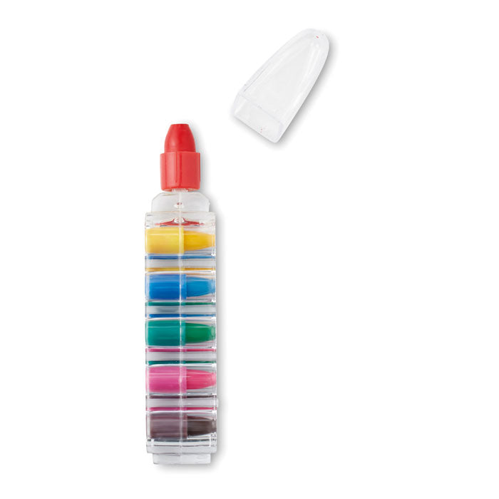 Branded 6 Wax Crayons in Pen Shaped Case without branding