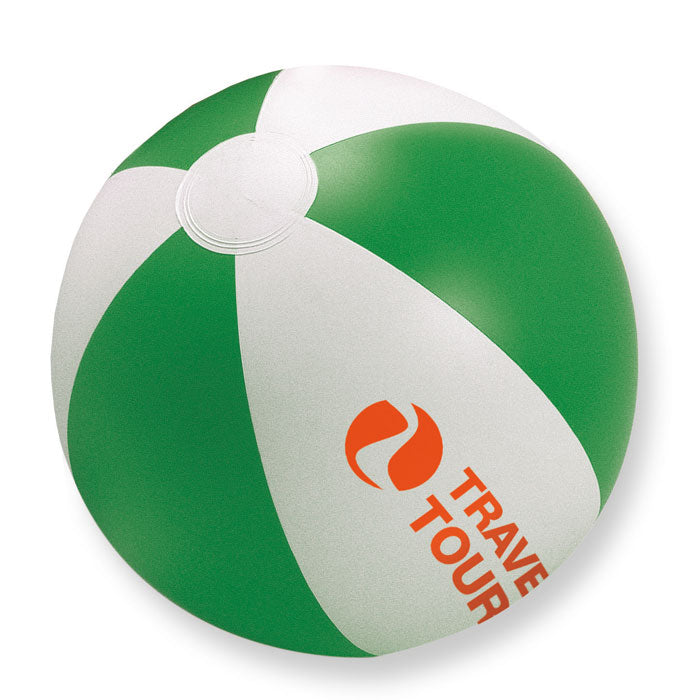 Branded Striped Inflatable Beach Ball in Green