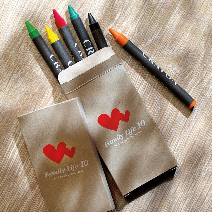 Branded Carton of 6 Wax Crayons in use