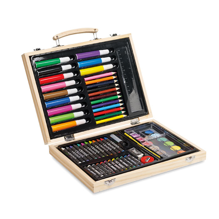 Branded 66 Piece Artist Set in Wooden Box without branding