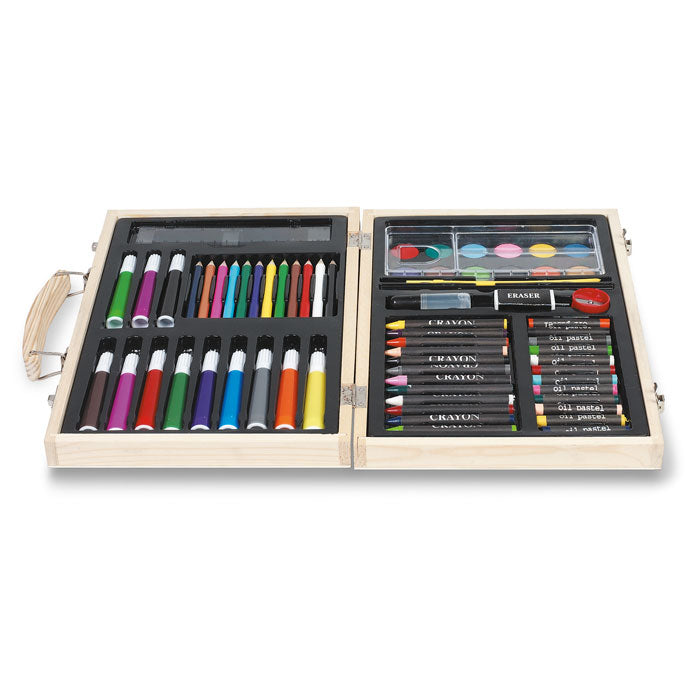 Branded 66 Piece Artist Set in Wooden Box without branding