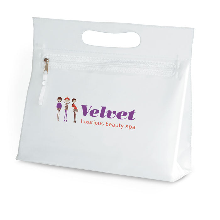 Branded Transparent PVC Cosmetic Pouch in White