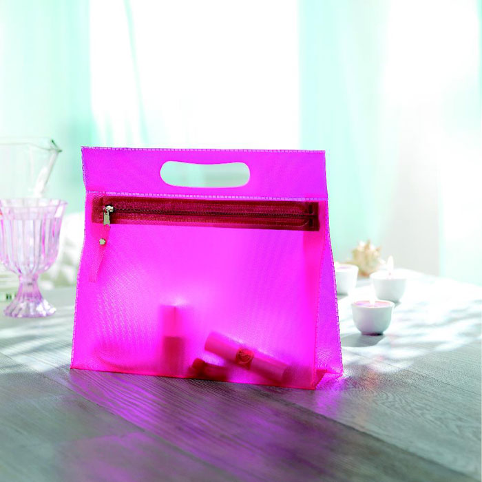 Branded Transparent PVC Cosmetic Pouch in use