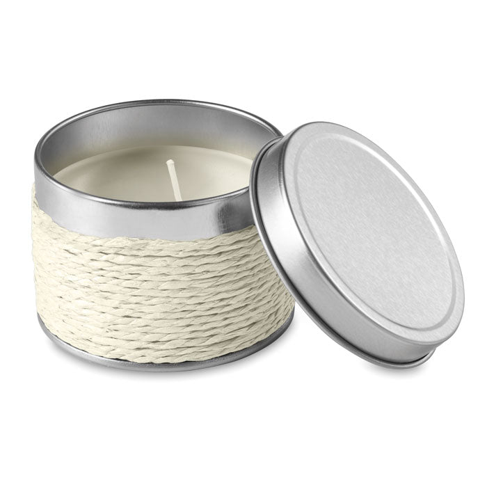 Branded Fragrance Candle in Tin Box in White