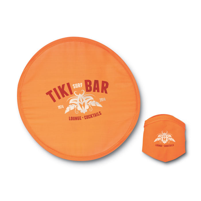 Branded Foldable Frisbee in Pouch in Orange