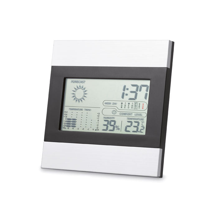 Branded Black and Silver Weather Station