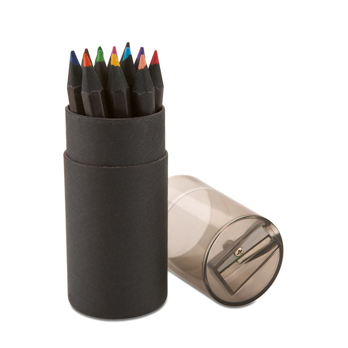 Branded 12 Black Colouring Pencils in Tube without branding