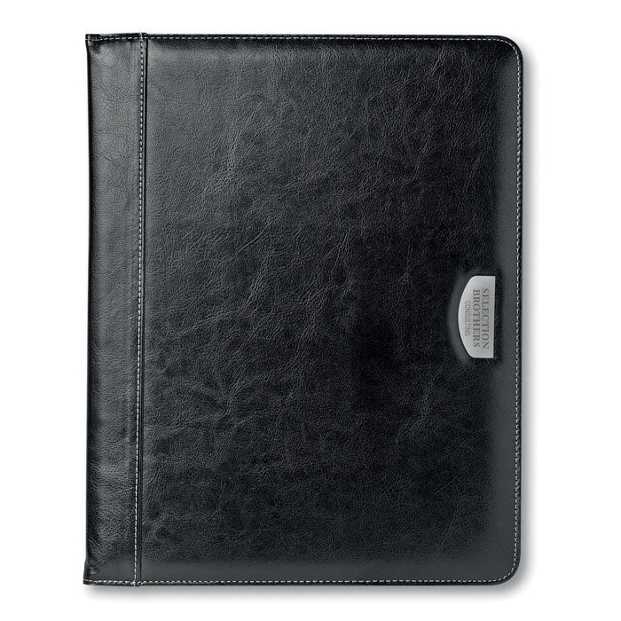 Branded A4 PU Portfolio with Metal Logo Plate
