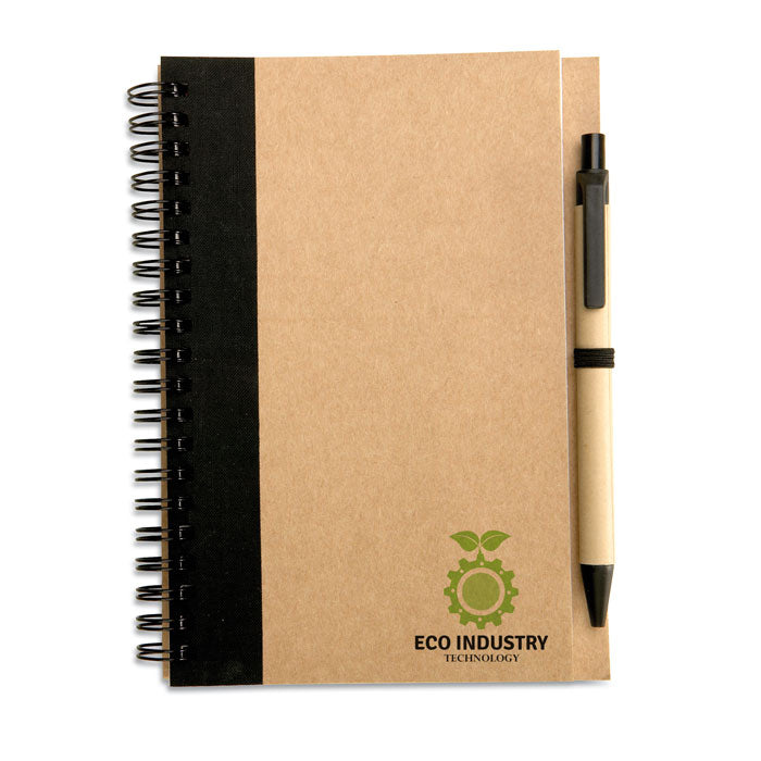 Branded B6 Recycled Paper Notebook with Pen in Black