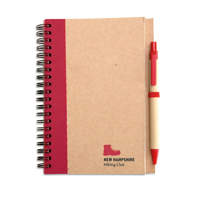 Branded B6 Recycled Paper Notebook with Pen in Red