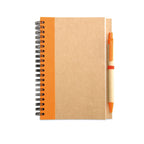 Branded B6 Recycled Paper Notebook with Pen in Orange