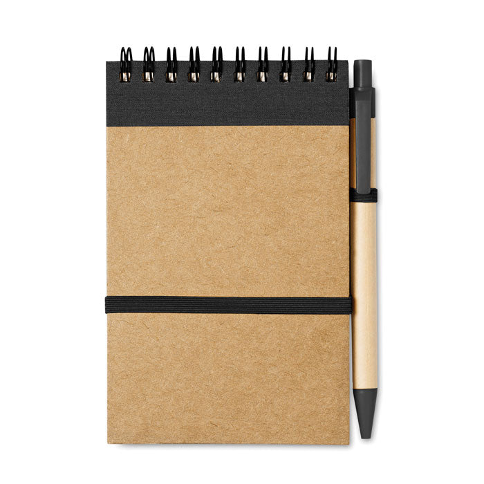 Branded A6 Recycled Paper Notebook with Pen in Black