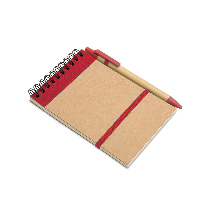 Branded A6 Recycled Paper Notebook with Pen in Red