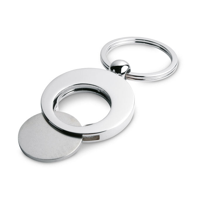 Branded Round Metal Key Ring with Trolley Token without branding