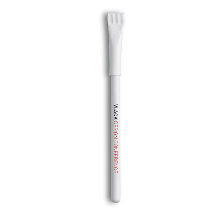 Branded Recycled Paper Ball Pen with Cap in White