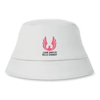 Branded Cotton Sun Bucket Hat in White