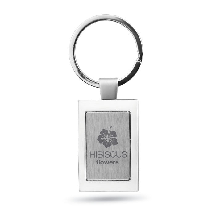 Branded Metal Rectangular Key Ring