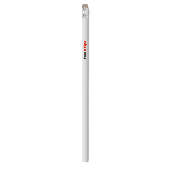 Branded natural pencil with eraser, printed