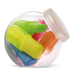 Branded 5 highlighter set in container, back view