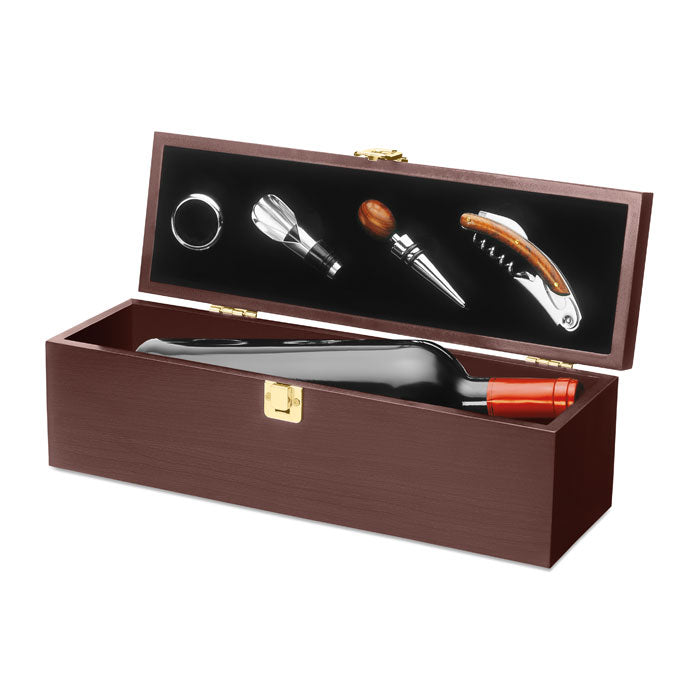 Branded Wooden Gift Box Wine Set for One Bottle