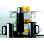 Branded vacuum flask with 2 mugs, in use