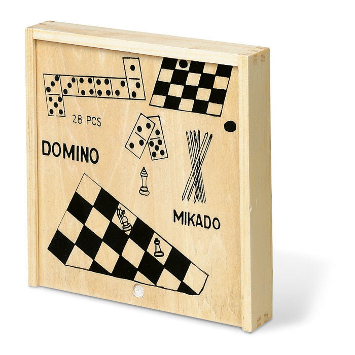 Branded 4 Games in Wooden Box without branding