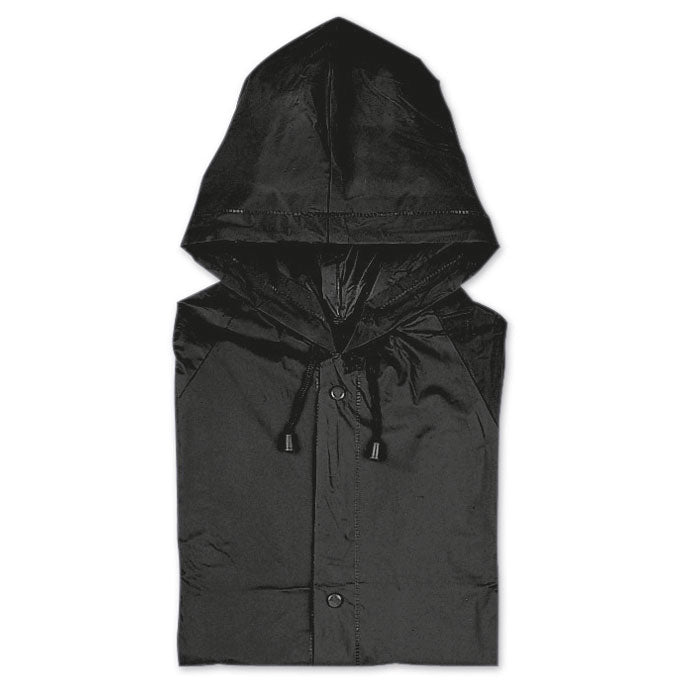 Branded PVC Raincoat with Hood in Black