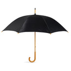 Branded 23 Inch Manual Open Wooden Umbrella in Black