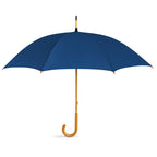 Branded 23 Inch Manual Open Wooden Umbrella in Blue