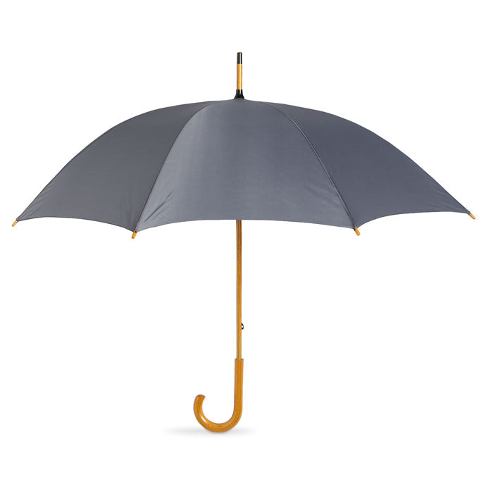 Branded 23 Inch Manual Open Wooden Umbrella in Grey