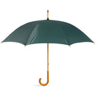 Branded 23 Inch Manual Open Wooden Umbrella in Green