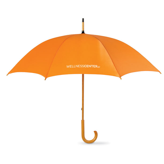 Branded 23 Inch Manual Open Wooden Umbrella in Orange