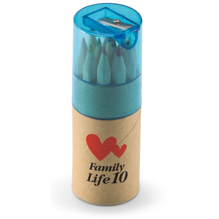 Branded Colouring Pencils in Tube - 12 Piece in Blue