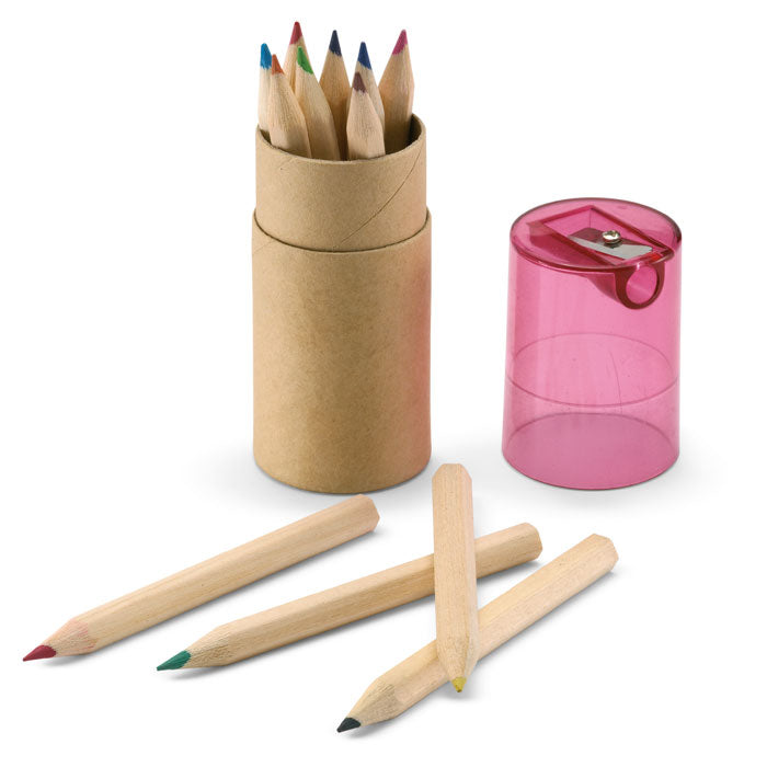 Branded Colouring Pencils in Tube - 12 Piece in Red