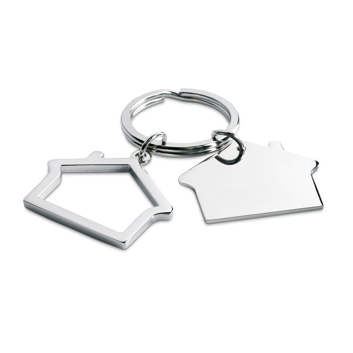 Branded Metal House Shaped Key Ring