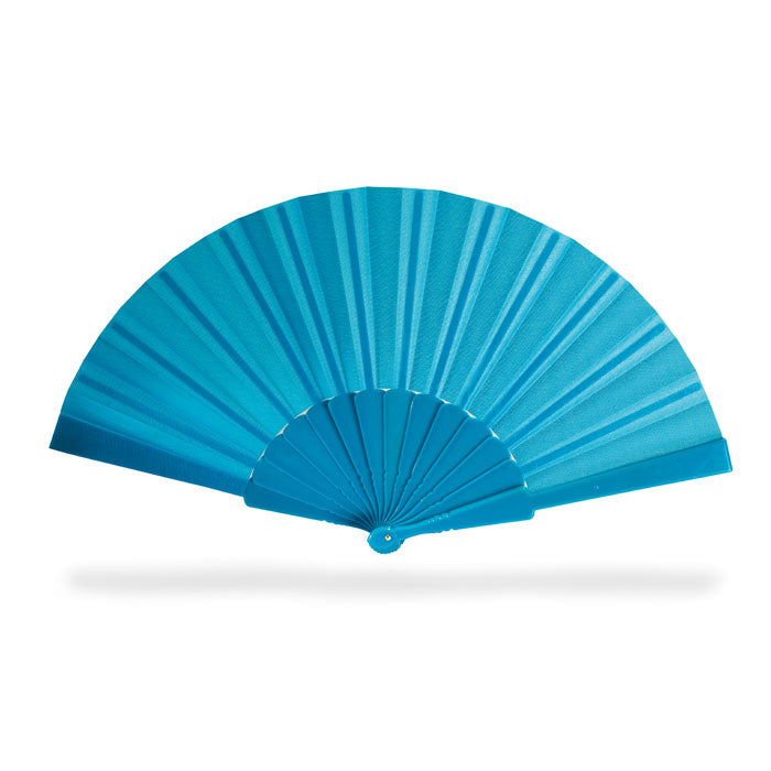Branded Plastic Hand Fan in Blue