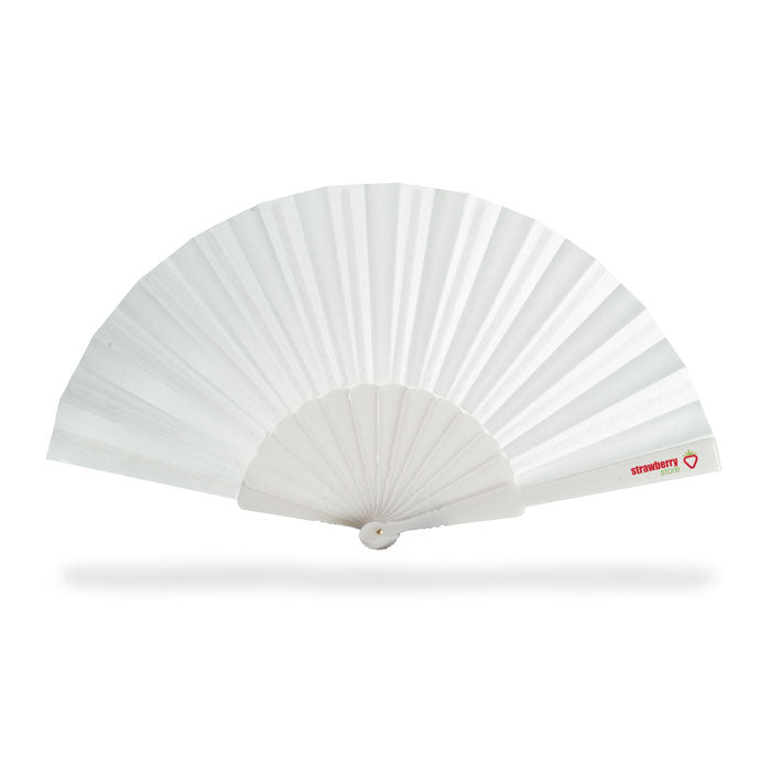 Branded Plastic Hand Fan in White