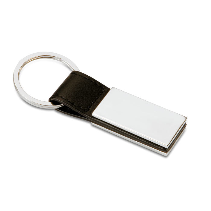 Branded PU Key Ring with Square Metal Plate