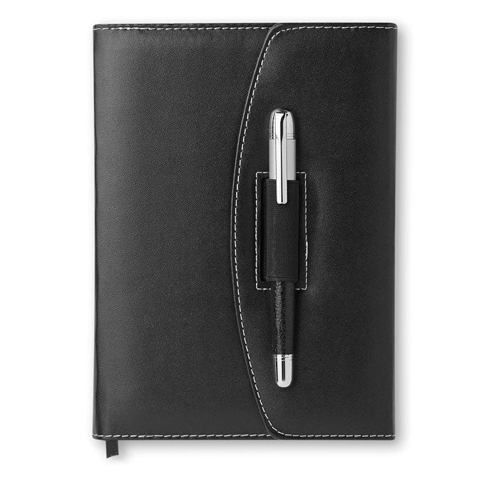Branded A5 PU Notebook Portfolio with Pen without branding