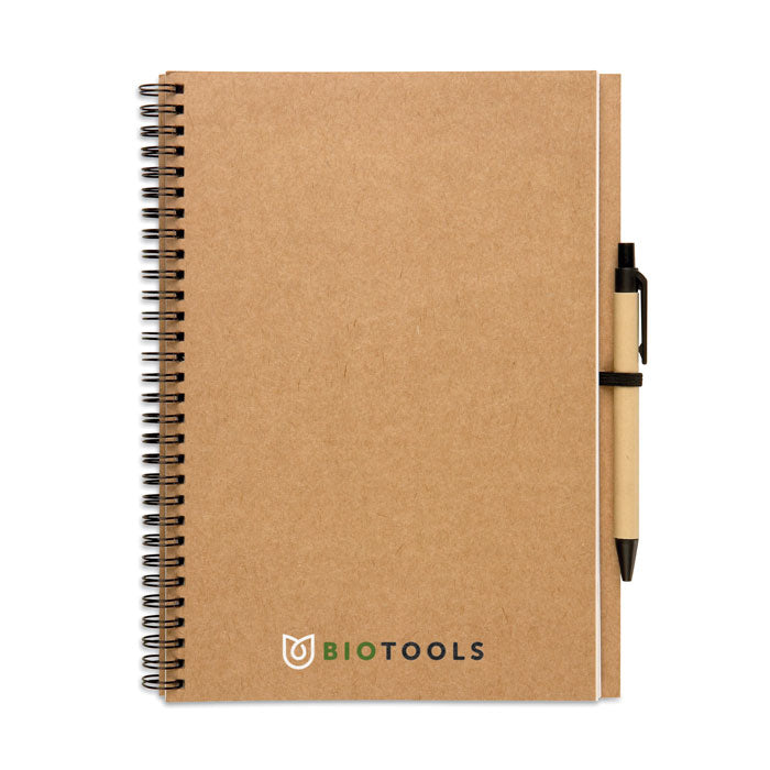 Branded Large Recycled Paper Notebook with Pen